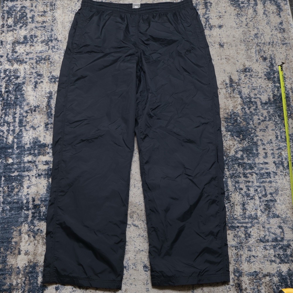 Vintage Nike Track Pants Mens 2XL Black Wide Leg Baggy Y2K 90s Check Windbreaker